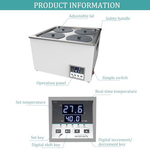 Digitales Labor Wasserbad Water Bath/Wasserbad Laborgerät/Heating Devices Stainless Steel Liner mit wählbaren Öffnungen für Experiment/kommerzieller laborwasserbad