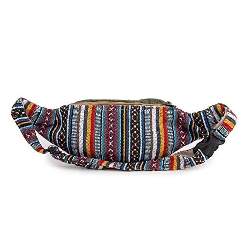 Miniatura 4 de Freakmandu Cáñamo Riñonera Fanny Pack Estilo Bohemio Paquete De Cintura Cadera Bolsa Para De Viajar Senderismo Correr Trotar, Safari