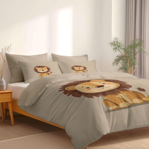Housse de couette 200x200 lion beige pour créer un cocon de douceur dans la chambre d'enfant - 5