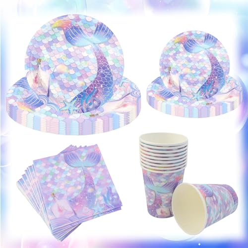 Decoración de cumpleaños de sirena, 60 unidades para 20 invitados, sirena, decoración de...