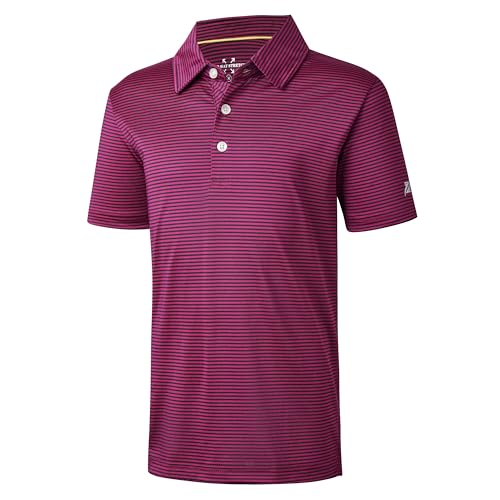 Image of Boys Polo Shirts Short Sleeve Striped Performance Moisture Wicking Dry Fit Golf Shirts for Boys Youth Kids