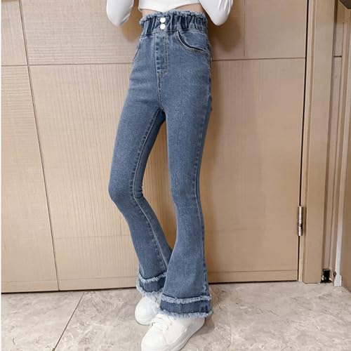 Boys Jeans Flared Jeans Bow Print Back Button Front Elastic Waist Aesthetic Baggy Pants Loose Fit Casual Size 10 Girl Clothes3