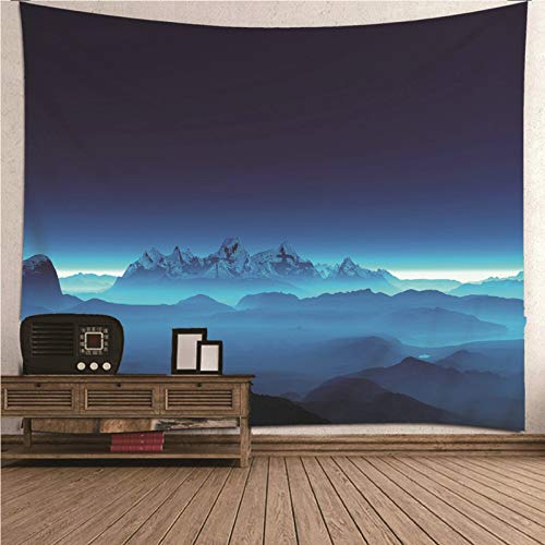 Tapiz de pared de montaña negro y azul para transformar tu salón con estilo natural 150x150