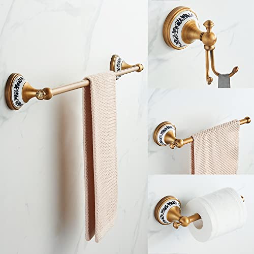 Juego de Accesorios de baño de Bronce Antiguo, toallero Ajustable, Soporte de Papel higiénico, Soporte para Toallas de Mano, Gancho, Juego de Accesorios de baño Dorados montado en la Pared - imagen 5