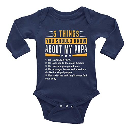 Image of 5 Things You Should Know About My Papa Newborn Rompers Baby Girls Boys Long Sleeve Infant Clothes