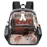 PIG PIG GIRL Clear Backpacks for Stadium Events Approved 12×6×12 Clear Bookbag for Women Mini Transparent Letter Back Pack, Semi-black, Letter-A