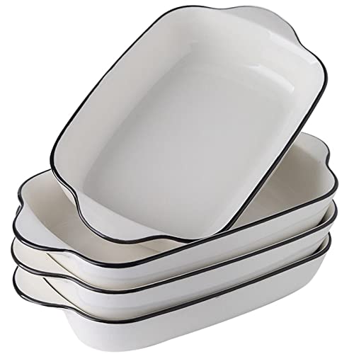 Xinltc 4 Pack Ceramic Au Gratin Baking Dishes, 9" X 5" Ceramic Small Baking Dishes, Rectangular Bakeware With Double Handle, Oven Safe Roasting Lasagna Pan For Kitchen - 20 Oz #TOP10