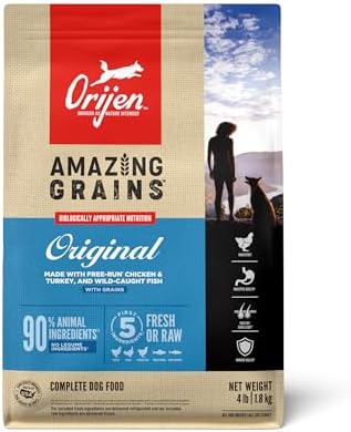 ORIJEN Amazing Grains High Protein Dry Dog Food Original Recipe 4lb Bag