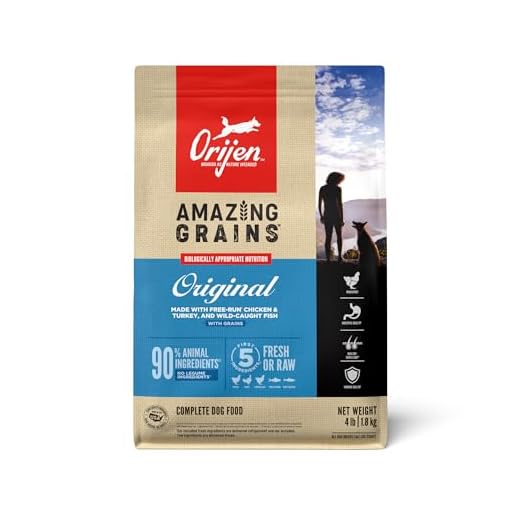 ORIJEN Amazing Grains High Protein Dry Dog Food Original Recipe 4lb Bag