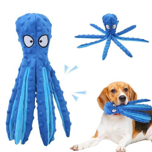 AprYew Octopus Dog Toys No Stuffing Crinkle Dog Toys for Aggressive Chewers Durable Interactive Chew Toys for Small Medium and Large Dogs Training and Reduce Boredom (Blue)