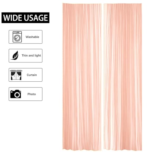 Image of Party Propz Peach Net Curtain for Decorations - 3 Pcs Background Decoration Cloth, Birthday Backdrop for Decoration, Anniversary, Festival, Party, Wedding Backdrop Decorations for Home