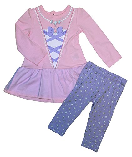Topsville, Inc. Halloween Princess Baby Girls' 2 Piece Dress with Tutu and Pants Outfit (6-9 Months) Pink, Purple