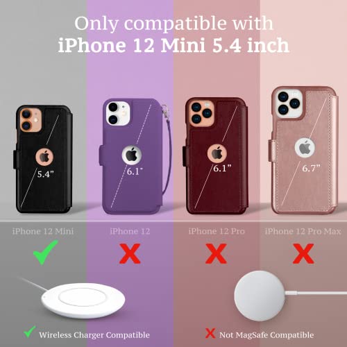 Image of Compatible With iPhone 12 Mini Wallet Case -Slim iPhone 12 Mini Flip Case with Credit Card Holder, for Women & Men, Faux Leather iPhone 12 Mini Purse Cases with Magnetic Closure, Desert Sky