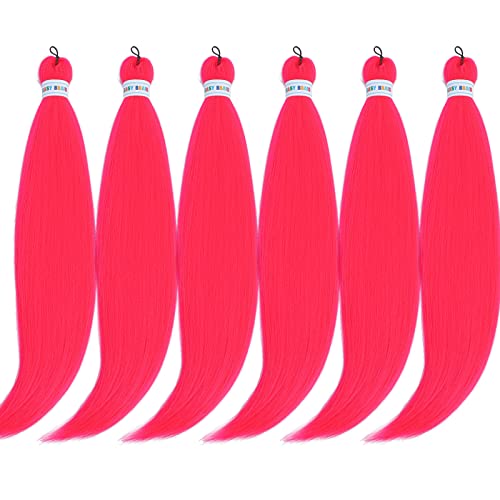 Upruyo Hot Pink Braiding Hair Pre Stretched Knotless Spetra Prestretched Braiding Hair 26 Inch Ez Braiding Hair Easy Box Braid Pre Stretched Braiding Hair Synthetic Fake Hair For Braiding (6 Packs) #TOP7