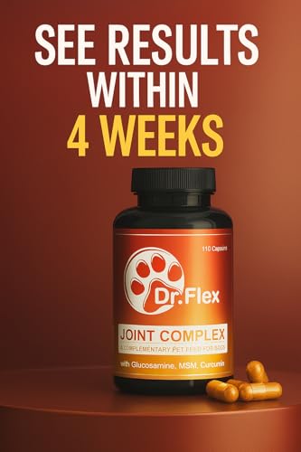 Dr. Flex Gelenktabletten Hund 110 hochdosierte Komplex-Kapseln mit Glucosamin Hund, Chondroitin, MSM, Kurkuma, Hyaluronsäure, Piperin für Knochen Gelenke Knorpel Senioren aktive Hunde
