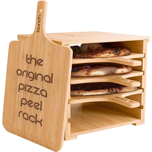 Slyced Support pour Pelles à Pizza en Bois — 4 pelles en bambou antiadhésives de 30 cm (12