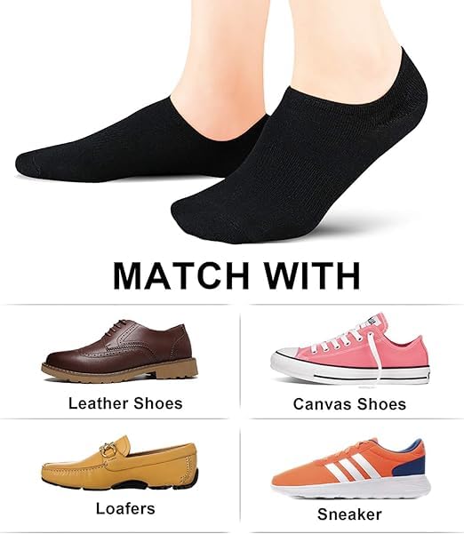 No Show Socks Women Low Socks 4-8 Pairs Non Slip Flat Boat Line, Size 5-11