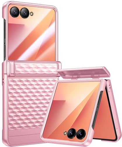 Image of Kapa Geometric Hinge Protection Back Cover for Samsung Galaxy Z Flip7 / Flip 7 | with [Inbuilt Glass] Full Body Shockproof Hard Back Case (Pink)