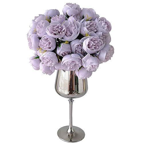 BOMJJOR Fiori di camelia artificiali, bouquet di rose in seta, per matrimoni, centrotavola, giardino, feste, decorazione per la casa, elegante e vintage, 2 confezioni (boccioli di camelia, viola)