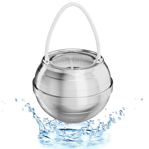 JUSTOWE Chrome Bath Ball Filter - 8 Stages Bath Filter- Removes Hundreds of Contaminants, Purify Your Bathwater for Healthier Skin and Hair, Silver, HL-57