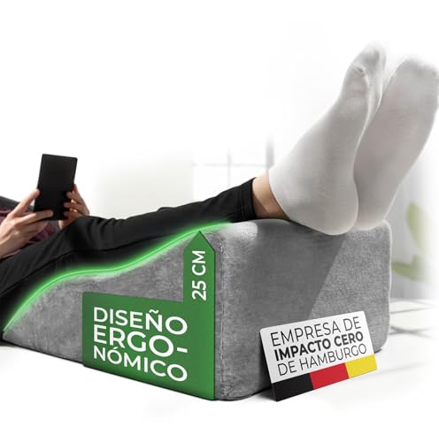 Well B4 Almohada para piernas con Varices Alto - Cojin reposapiernas, Dolor de Espalda y Rodillas, cuña para piernas Pesadas, Mejora la circulación piernas hinchadas, ergonomico, Transpirable Lavable