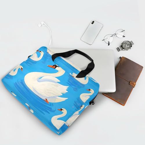 Maletín portátil para laptop 15.6" azul con diseño de cisne miniatura 7
