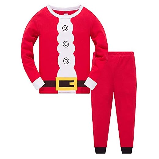 TEDD Unisex Pijamas Niño Niña Navidad Algodon Manga Larga Infantil Ropa a Juego Conjunto Edad 5-6 Años