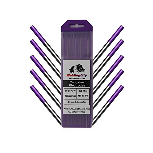 Weldingcity 10-Pcs Tig Welding Tungsten Electrode Tri-Element Non-Radioactive (Purple/Aws: Ewg) .040" X 7" | 10-Pk #TOP30