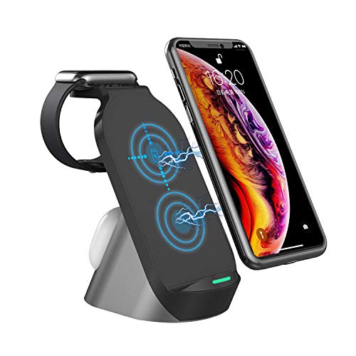 Estacin de Carga inductiva 3 en 1 para Apple iWatch Serie SE 654321 AirPods para mvil iPhone 1211 Series XS MAX XR XS X 88 Plus Samsung Wireless Charger