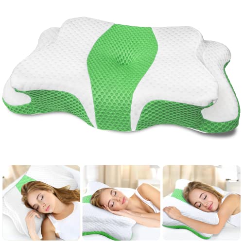 Memory Foam Pillows, Cervical Pillow for Neck and Shoulder Pain Relief, Ergonomic Contour Bed Pillow, Soft for Side Sleep Stomach Sleeping and Back Sleeper