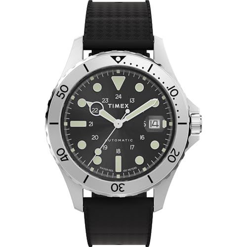 Montre Navi 41 mm Timex homme bracelet noir boîtier acier inoxydable