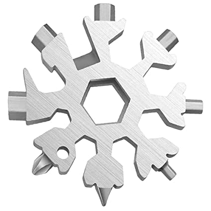 TERXA 18 In 1 Stainless Steel Snowflakes Multi Tool | Bottle Opener | Hex/Allen Wrench | Screwdriver | Small Pocket Size Keychain | Handy Tools For Household (Pack of 1,Multicolor)