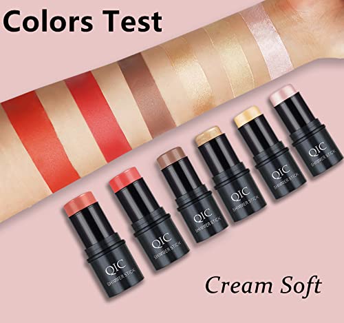 Go Ho 3Pcs Contour Stick Fack Blush Set,Cream Contour Highlighter Blush Stick 3 Colors Kit,Contouring Face Foundation Makeup For Daily Wear- Shimmer Highlighter,Rose Blush & Bronzer Shading Contour #TOP5