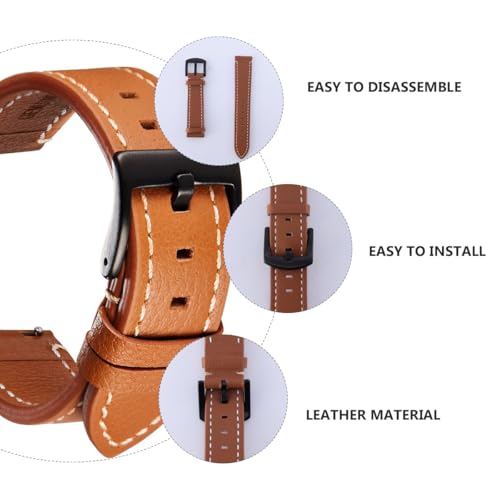 Correa de cuero Uonlytech negra banda de reloj universal duradera 7
