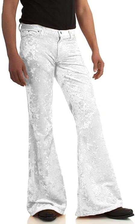 Image of EVEDESIGN Mens Bell Bottom Velvet Pants 60s 70s Disco Outfits for Men Vintage Flared Jeans