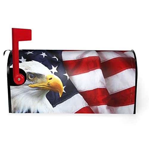American Flag Bald Eagle Mailbox Cover Standard Size 18X21 Inch Patriotic Mailbox Cover Waterproof Mailbox Wraps Post Letter Box Cover For Home Garden Yard Decor #TOP1
