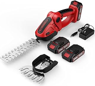 Dragro Cordless Grass Shears, 2 in 1 Electric Mini Hedge Trimmer Cordless, Handheld Grass Hedge Cutter Clippers, Battery Operated Weed Hedge Trimmer with 2Pcs 24V 2.0Ah Batteries and Charger Included
