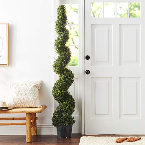 Silk Decor 6-Feet Pond Boxwood Spiral Topiary Plant, Green #TOP4
