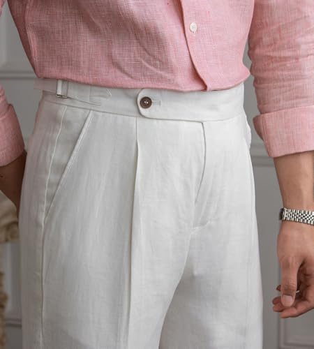 Men's Linen Pants Vintage Lightweight Premium Dress Pants for Men Spring Summer2