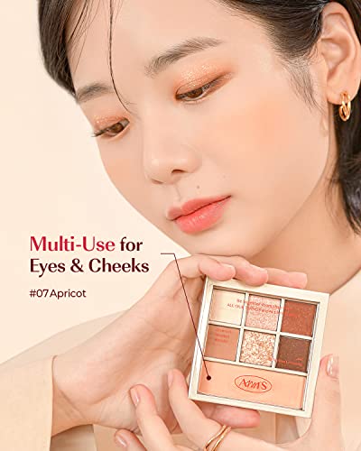 Amts Authentic Amber Glitter Eyeshadow Palette Makeup, Matte Shimmer Glitter Gold Metallic Korean Neutral Brown Eyeshadow, K Beauty #TOP6