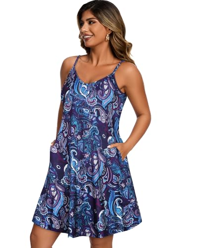 Image of JOELLYUS Womens Spaghetti Strap Dress Summer Dresses Beach Cover Ups Casual Sundresses with Pockets 2026