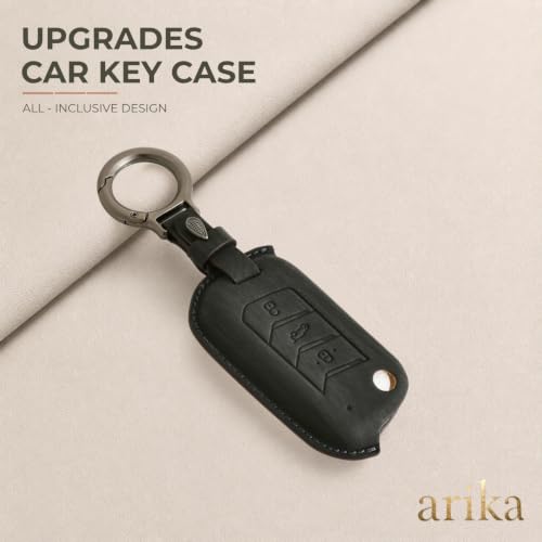 Image of ARIKA Leather Key Cover for Mahindra Scorpio N, XUV 700, Thar Roxx | 3 Button Flip Key, Compatible with Bolero, Compatible with Marazzo, Compatible with XUV 300, Metal Keyring Included