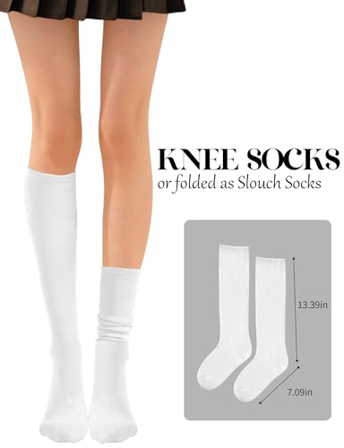 Image of Buauty 3 pairs Knee High Socks for Women, Casual Tube Socks, Athletic Socks Solid & Striped Sport Socks Outdoor Fashion