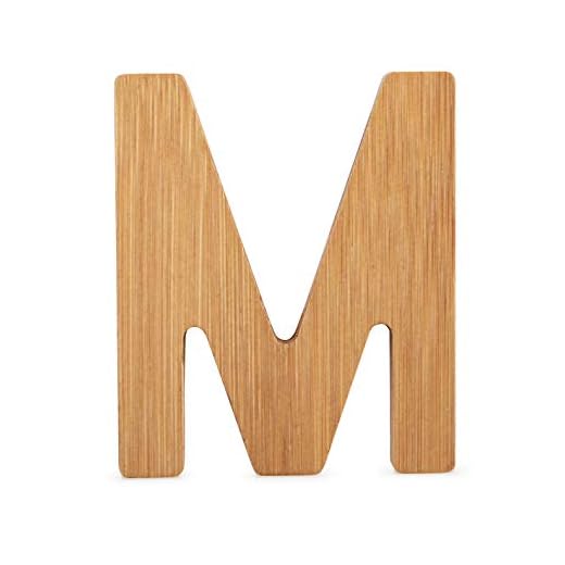 Small Foot Letra M De Bambú Sostenible, Super Combinable Con Otras Letras Como Decoración O Placa De Puerta, Especialmente Adecuado Para Aprender A Leer (Anteriormente) Para Niños Escolares.