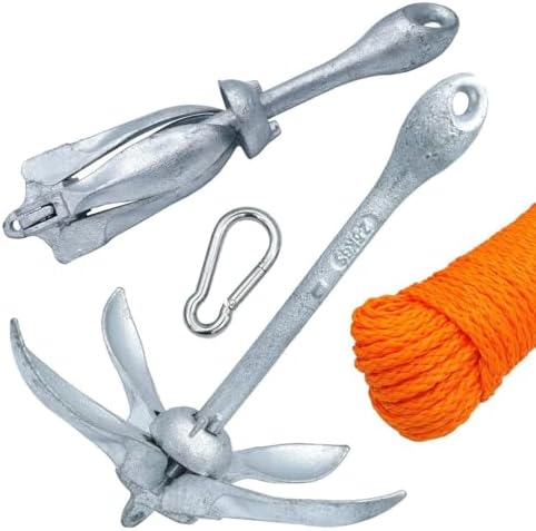 Kit Ormeggio Ancora ad ombrello con cima galleggiante da 30 mt. e moschettone Per kayak gommoni