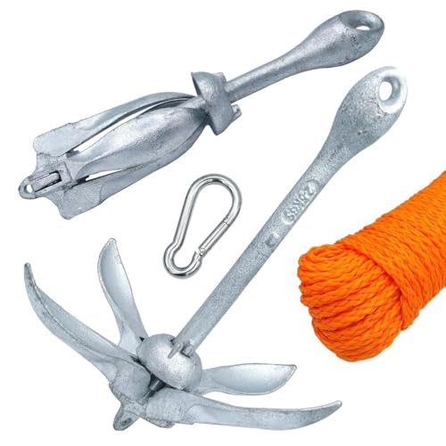 richiudibile Kit Ormeggio Ancora ad ombrello con cima galleggiante da 30 mt. e moschettone Per kayak gommoni (2,5 kg.)