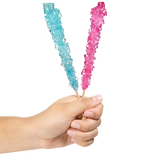 Light Blue And Pink Rock Candy Crystal Sticks - 24 Indiv. Wrapped - Cotton Candy & Cherry Flavored #TOP2