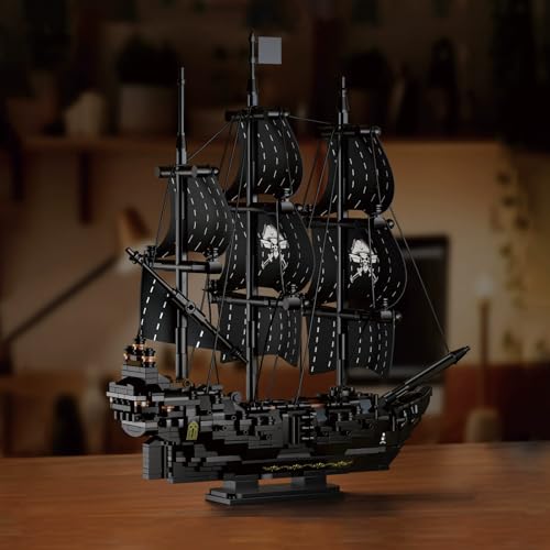 Image of SKY LINE OCEAN Dark Pearl Pirate Ship Building Blocks Set - 774+ Pcs Creator Architecture Corsair Ship Model, STEM Construction Toy for Kids & Adults | 5 Year Structural Warranty