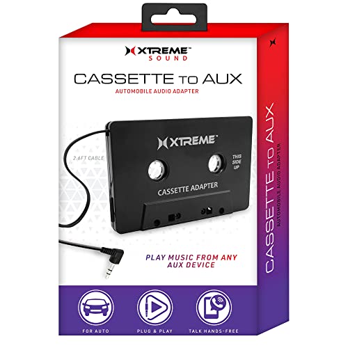 XTREME Cassette to Aux Audio Adapter for Car, Compatible with Devices Featuring 3.5mm Aux Port, Music Playback, Hands-Free Calls, Easy DIY Installation, Plug and Play