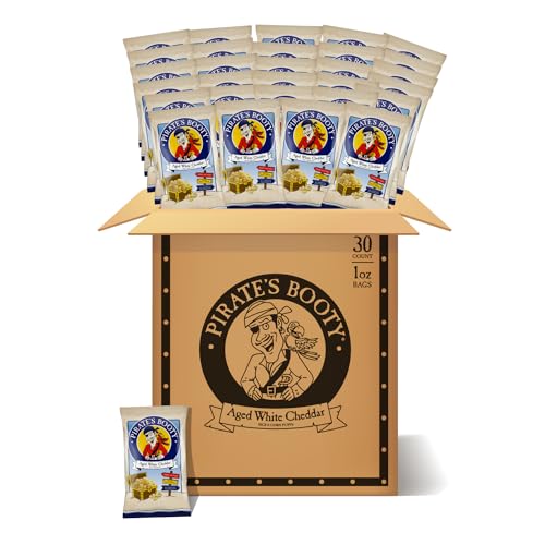 Pirate's Booty Aged White Cheddar Cheese Puffs, Gluten Free, Kids Snacks, 1oz Individual Size Snack Bags (30 Count)